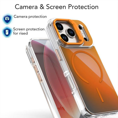 For iPhone 17 Pro Gradient Discolor Lens Kickstand Magsafe Phone Case(Orange) - iPhone 17 Pro Cases by buy2fix | Online Shopping UK | buy2fix