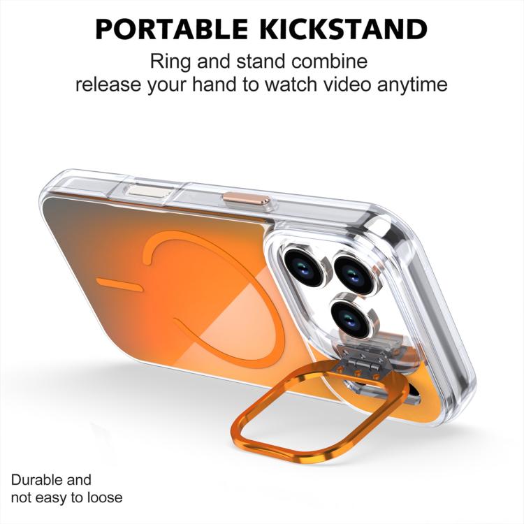 For iPhone 17 Pro Gradient Discolor Lens Kickstand Magsafe Phone Case(Desert Gold) - iPhone 17 Pro Cases by buy2fix | Online Shopping UK | buy2fix