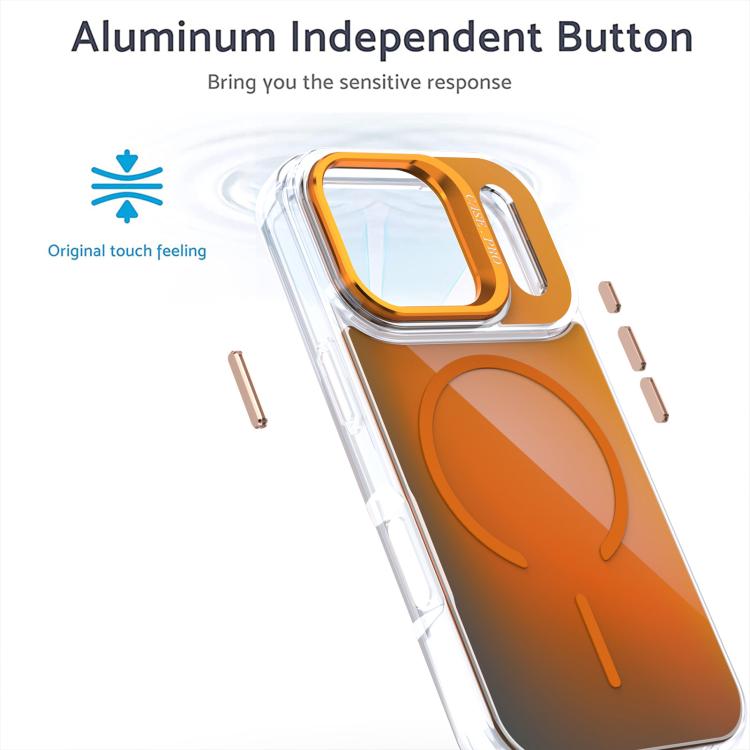 For iPhone 17 Pro Gradient Discolor Lens Kickstand Magsafe Phone Case(Desert Gold) - iPhone 17 Pro Cases by buy2fix | Online Shopping UK | buy2fix