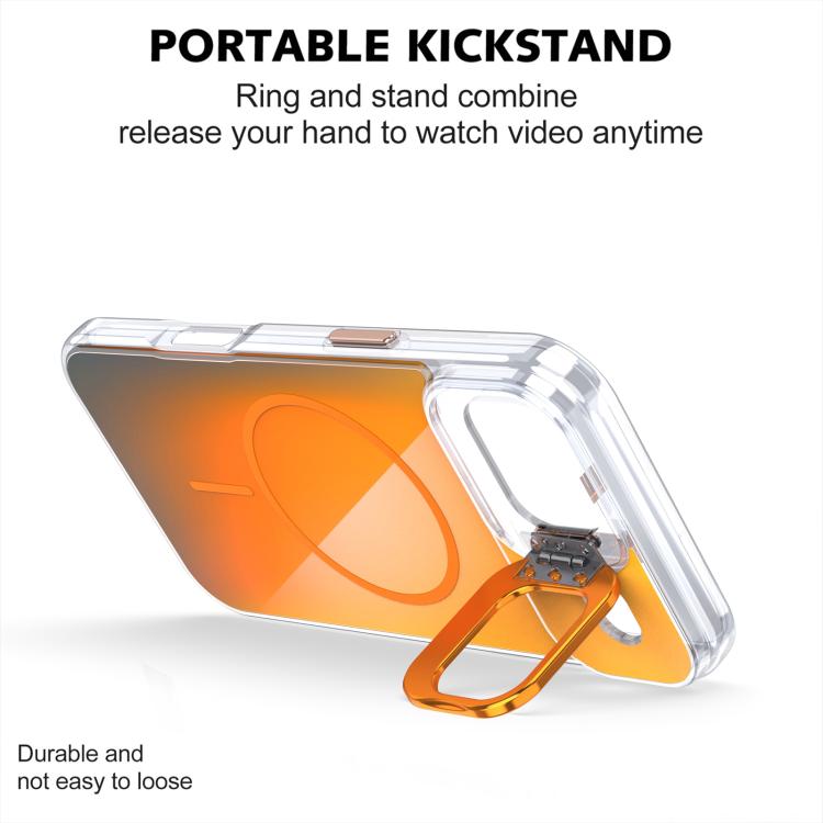 For iPhone Air Gradient Discolor Lens Kickstand Magsafe Phone Case(White) - iPhone Air Cases by buy2fix | Online Shopping UK | buy2fix