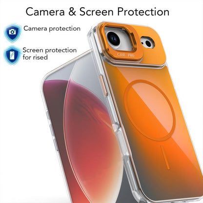 For iPhone Air Gradient Discolor Lens Kickstand Magsafe Phone Case(Purple) - iPhone Air Cases by buy2fix | Online Shopping UK | buy2fix