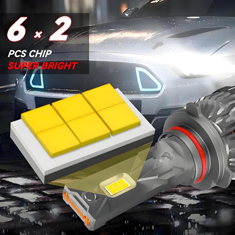 9005 2pcs/Pack 50W 6000LM 6000K Car Double Copper Tube LED Headlight Bulb(Gun Color) - LED Headlamps by buy2fix | Online Shopping UK | buy2fix