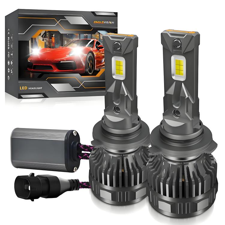 9006 2pcs/Pack 50W 6000LM 6000K Car Double Copper Tube LED Headlight Bulb(Gun Color) - LED Headlamps by buy2fix | Online Shopping UK | buy2fix