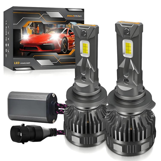 9006 2pcs/Pack 50W 6000LM 6000K Car Double Copper Tube LED Headlight Bulb(Gun Color) - LED Headlamps by buy2fix | Online Shopping UK | buy2fix