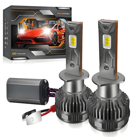 H1 2pcs/Pack 50W 6000LM 6000K Car Double Copper Tube LED Headlight Bulb(Gun Color) - LED Headlamps by buy2fix | Online Shopping UK | buy2fix