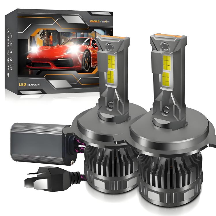 H4 2pcs/Pack 50W 6000LM 6000K Car Double Copper Tube LED Headlight Bulb(Gun Color) - LED Headlamps by buy2fix | Online Shopping UK | buy2fix