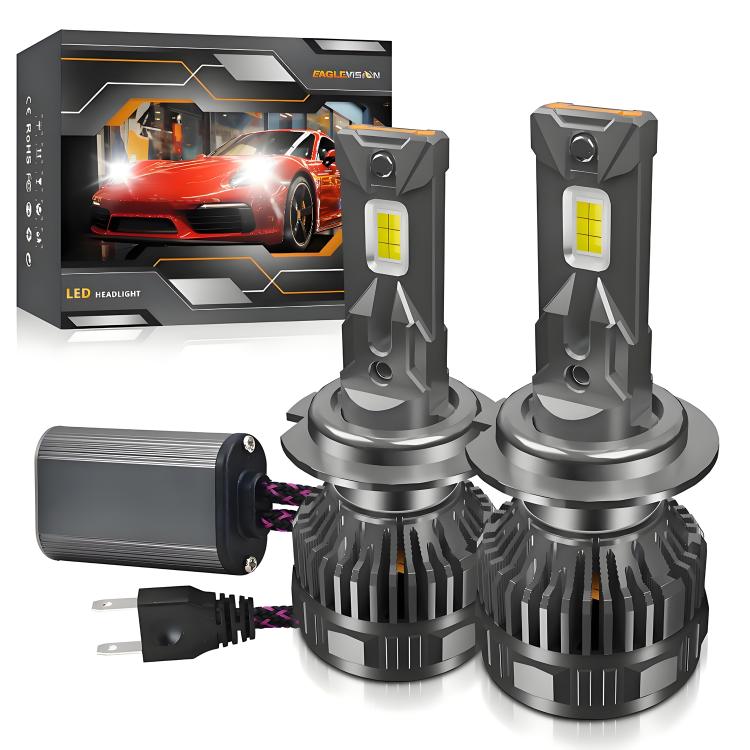 H7 2pcs/Pack 50W 6000LM 6000K Car Double Copper Tube LED Headlight Bulb(Gun Color) - LED Headlamps by buy2fix | Online Shopping UK | buy2fix