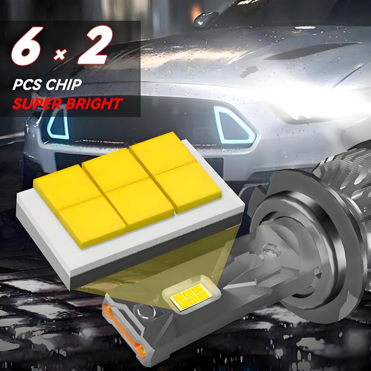 H7 2pcs/Pack 50W 6000LM 6000K Car Double Copper Tube LED Headlight Bulb(Gun Color) - LED Headlamps by buy2fix | Online Shopping UK | buy2fix