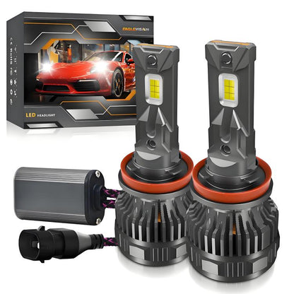 H11 2pcs/Pack 50W 6000LM 6000K Car Double Copper Tube LED Headlight Bulb(Gun Color) - LED Headlamps by buy2fix | Online Shopping UK | buy2fix