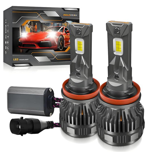 H11 2pcs/Pack 50W 6000LM 6000K Car Double Copper Tube LED Headlight Bulb(Gun Color) - LED Headlamps by buy2fix | Online Shopping UK | buy2fix