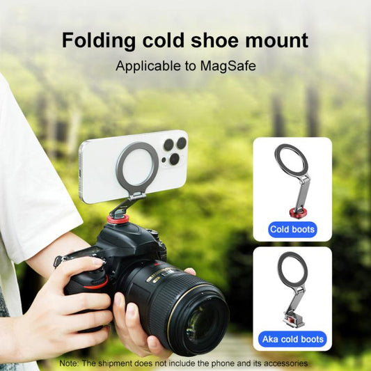 Flymile Magnetic Phone Tripod Mount MagSafe Adapter Phone Holder, Style:Folding Akka Cold Shoe Mount - Ring Holder by buy2fix | Online Shopping UK | buy2fix