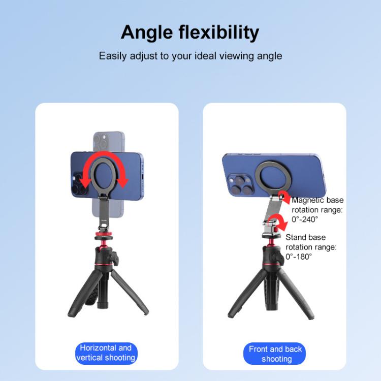 Flymile Magnetic Phone Tripod Mount MagSafe Adapter Phone Holder, Style:Folding Cold Shoe Mount - Ring Holder by buy2fix | Online Shopping UK | buy2fix