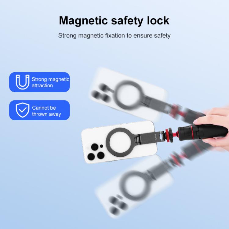 Flymile Magnetic Phone Tripod Mount MagSafe Adapter Phone Holder, Style:Folding Cold Shoe Mount - Ring Holder by buy2fix | Online Shopping UK | buy2fix