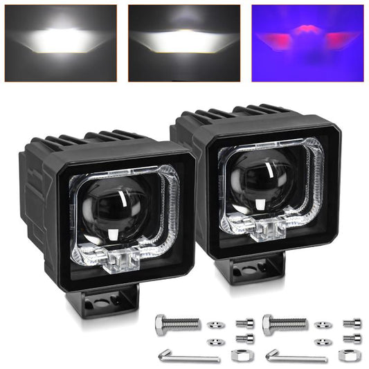 2pcs/Pack 35W 3600LM 6500K Car Square HD Large Lens Spotlight Work Light(Black) - Work Lights by buy2fix | Online Shopping UK | buy2fix