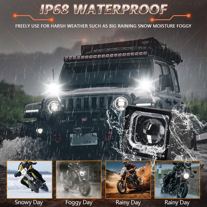 2pcs/Pack 35W 3600LM 6500K Car Square HD Large Lens Spotlight Work Light(Black) - Work Lights by buy2fix | Online Shopping UK | buy2fix