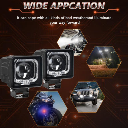 2pcs/Pack 35W 3600LM 6500K Car Square HD Large Lens Spotlight Work Light(Black) - Work Lights by buy2fix | Online Shopping UK | buy2fix