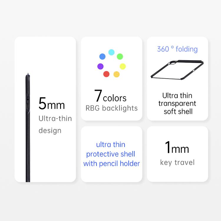 For iPad 2025 / 2022 U8 Magic Folio Ultra-thin RGB Backlight Touchpad BT Keyboard Leather Case(White) - For iPad Pro by buy2fix | Online Shopping UK | buy2fix