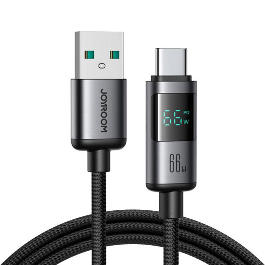 JOYROOM S-A16 Pro Prism Series 66W Digital Display USB to Type-C Fast Charging Data Cable, Length: 1.2m(Black) - USB-C & Type-C Cable by JOYROOM | Online Shopping UK | buy2fix