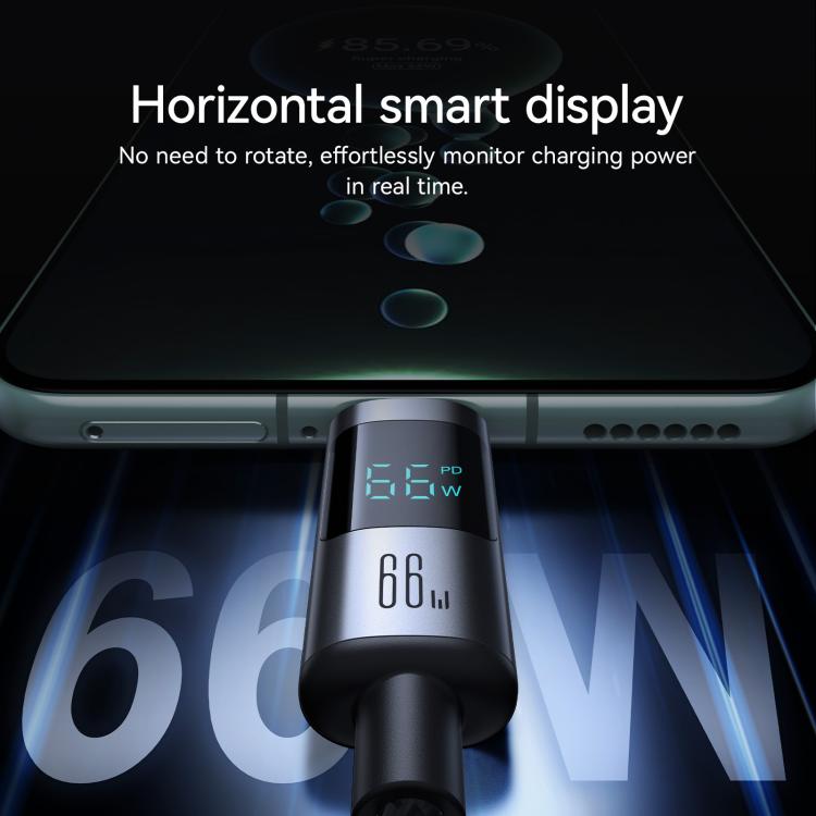 JOYROOM S-A16 Pro Prism Series 66W Digital Display USB to Type-C Fast Charging Data Cable, Length: 1.2m(Black) - USB-C & Type-C Cable by JOYROOM | Online Shopping UK | buy2fix