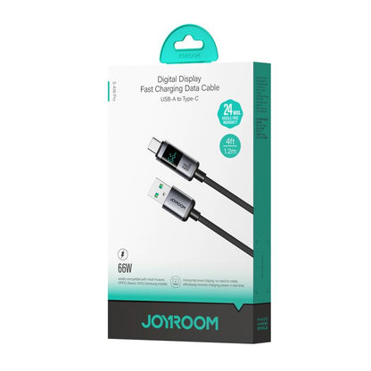 JOYROOM S-A16 Pro Prism Series 66W Digital Display USB to Type-C Fast Charging Data Cable, Length: 1.2m(Black) - USB-C & Type-C Cable by JOYROOM | Online Shopping UK | buy2fix