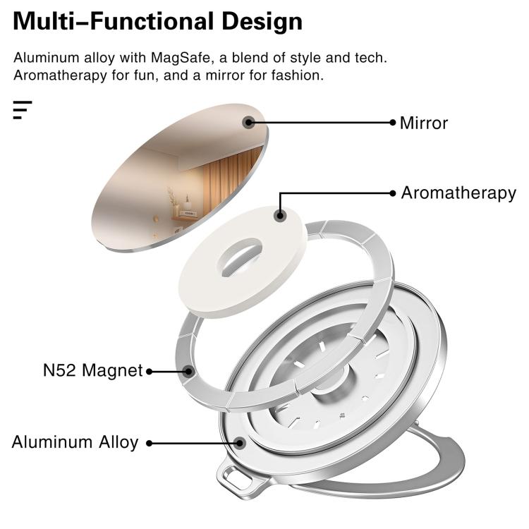 Magnetic MagSafe Aluminum Alloy Aromatherapy Mirror Bracket with Straps(Pink) - Ring Holder by buy2fix | Online Shopping UK | buy2fix