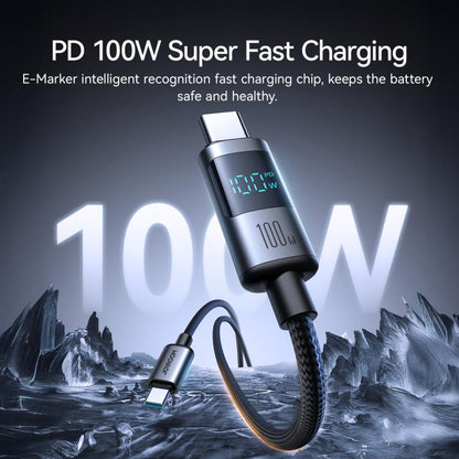 JOYROOM S-A16 Pro Prism Series 100W Digital Display Type-C Fast Charging Data Cable, Length: 1.2m(Black) - USB-C & Type-C Cable by JOYROOM | Online Shopping UK | buy2fix