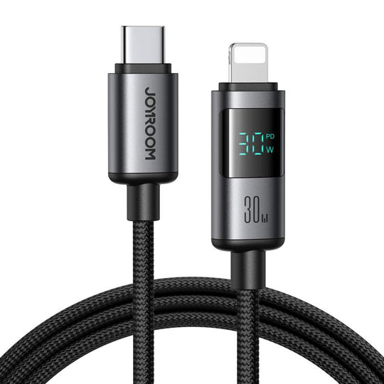 JOYROOM S-A16 Pro Prism Series 30W Digital Display Type-C to 8 Pin Fast Charging Data Cable, Length: 1.2m(Black)