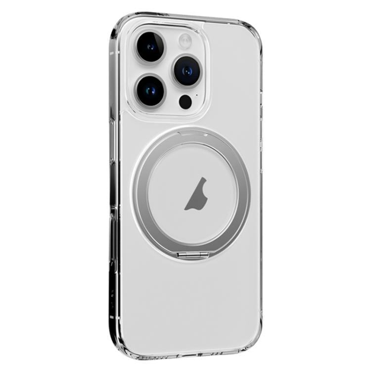 For iPhone 16 Pro Max ROCK JingDun Series Clear Rotating MagSafe Holder PC Hybrid TPU Phone Case(Transparent) - iPhone 16 Pro Max Cases by ROCK | Online Shopping UK | buy2fix