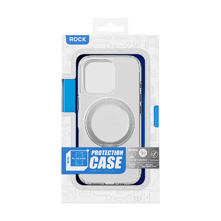 For iPhone 16 Pro Max ROCK JingDun Series Clear Rotating MagSafe Holder PC Hybrid TPU Phone Case(Transparent) - iPhone 16 Pro Max Cases by ROCK | Online Shopping UK | buy2fix