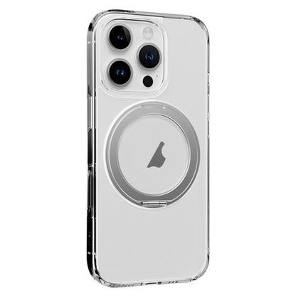 For iPhone 16 Pro ROCK JingDun Series Clear Rotating MagSafe Holder PC Hybrid TPU Phone Case(Transparent) - iPhone 16 Pro Cases by ROCK | Online Shopping UK | buy2fix