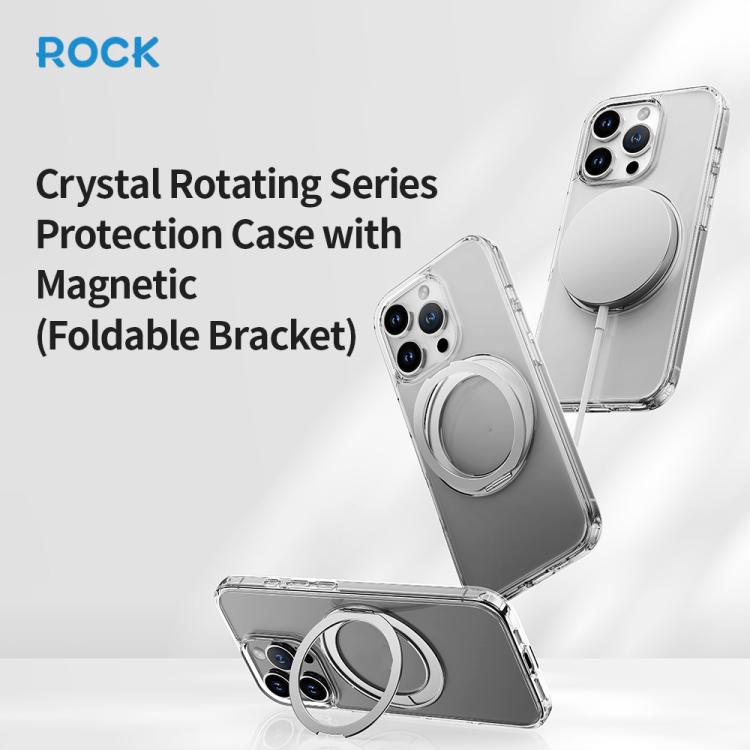 For iPhone 16 Pro ROCK JingDun Series Clear Rotating MagSafe Holder PC Hybrid TPU Phone Case(Transparent) - iPhone 16 Pro Cases by ROCK | Online Shopping UK | buy2fix