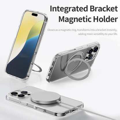 For iPhone 16 Pro ROCK JingDun Series Clear Rotating MagSafe Holder PC Hybrid TPU Phone Case(Transparent) - iPhone 16 Pro Cases by ROCK | Online Shopping UK | buy2fix