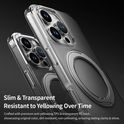 For iPhone 16 Pro ROCK JingDun Series Clear Rotating MagSafe Holder PC Hybrid TPU Phone Case(Transparent) - iPhone 16 Pro Cases by ROCK | Online Shopping UK | buy2fix