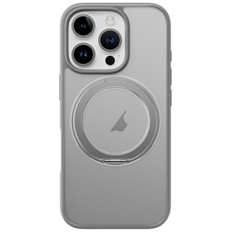 For iPhone 16 Pro Max ROCK YouDun Series Skin Feel Rotating MagSafe Holder PC Hybrid TPU Phone Case(Grey) - iPhone 16 Pro Max Cases by ROCK | Online Shopping UK | buy2fix