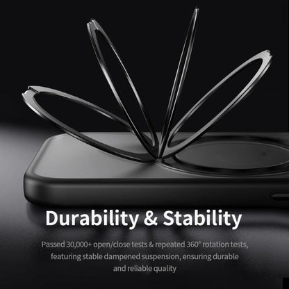 For iPhone 16 Pro Max ROCK YouDun Series Skin Feel Rotating MagSafe Holder PC Hybrid TPU Phone Case(Grey) - iPhone 16 Pro Max Cases by ROCK | Online Shopping UK | buy2fix