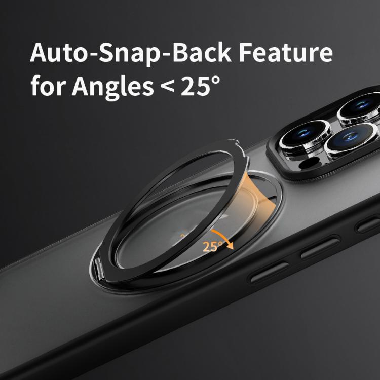 For iPhone 16 Pro Max ROCK YouDun Series Skin Feel Rotating MagSafe Holder PC Hybrid TPU Phone Case(Grey) - iPhone 16 Pro Max Cases by ROCK | Online Shopping UK | buy2fix