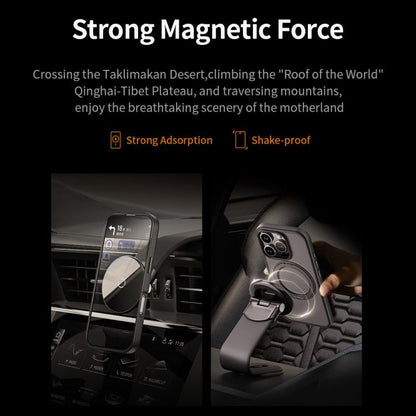 For iPhone 16 Pro Max ROCK YouDun Series Skin Feel Rotating MagSafe Holder PC Hybrid TPU Phone Case(Grey) - iPhone 16 Pro Max Cases by ROCK | Online Shopping UK | buy2fix