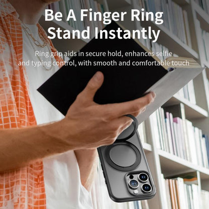 For iPhone 16 Pro ROCK YouDun Series Skin Feel Rotating MagSafe Holder PC Hybrid TPU Phone Case(Grey) - iPhone 16 Pro Cases by ROCK | Online Shopping UK | buy2fix