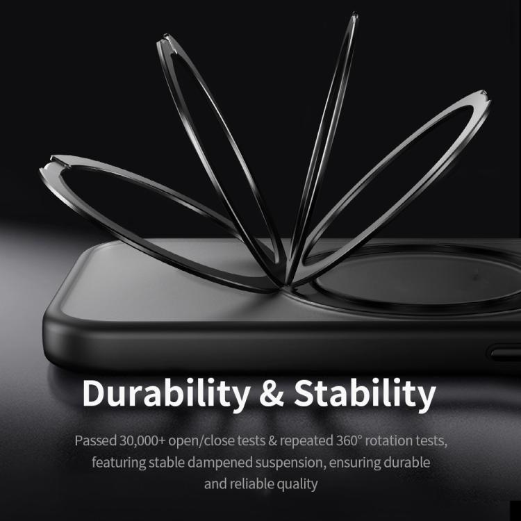 For iPhone 16 Pro ROCK YouDun Series Skin Feel Rotating MagSafe Holder PC Hybrid TPU Phone Case(Grey) - iPhone 16 Pro Cases by ROCK | Online Shopping UK | buy2fix