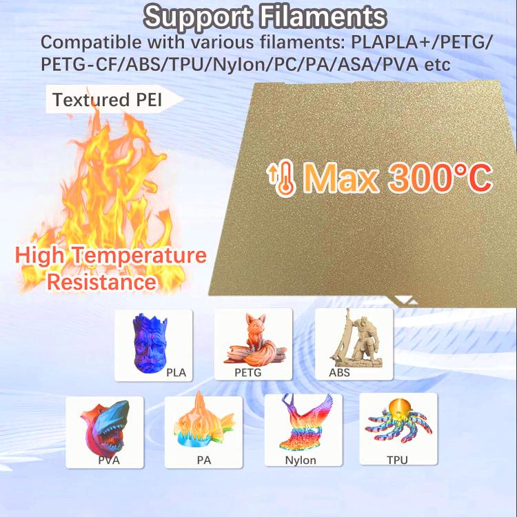 3D Printer Build Plate Spring Steel Sheet For ANYCUBIC 268x256mm, Style:Gold / PEI Coating - Parts by buy2fix | Online Shopping UK | buy2fix