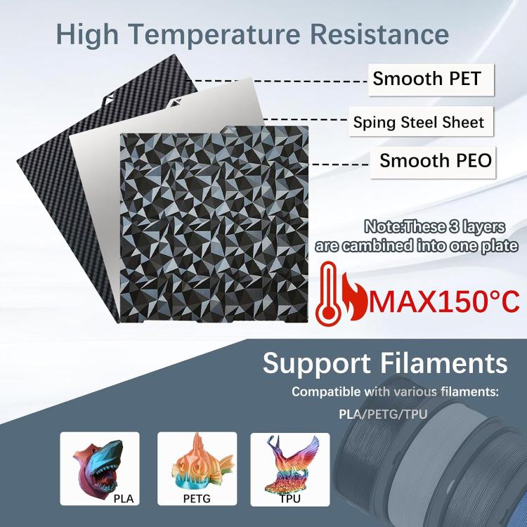 3D Printer Build Plate Spring Steel Sheet For ANYCUBIC 268x256mm, Style:PET Carbon Fiber + PEO Diamond Film - Parts by buy2fix | Online Shopping UK | buy2fix