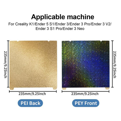 3D Printer Build Plate Spring Steel Sheet For Creality 235x235mm, Style:PEI Coating + PEY Film - Parts by buy2fix | Online Shopping UK | buy2fix