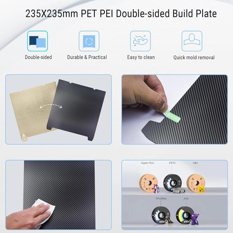 3D Printer Build Plate Spring Steel Sheet For Creality 235x235mm, Style:PEI Coating + PET Film - Parts by buy2fix | Online Shopping UK | buy2fix