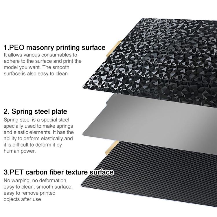 PET Carbon Fiber PEO Diamond Film Double-Sided 3D Printer Build Plate, Size:377x370mm - Parts by buy2fix | Online Shopping UK | buy2fix