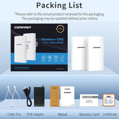 COMFAST CF-E112N V2 2.4GHz 300Mbps 9dBi Monitoring Bridge Set, Plug:UK Plug - Wireless Routers by COMFAST | Online Shopping UK | buy2fix