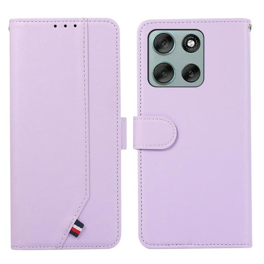 For Motorola Moto G86 Power ABEEL Delicate Texture Splicing RFID Leather Phone Case(Purple)