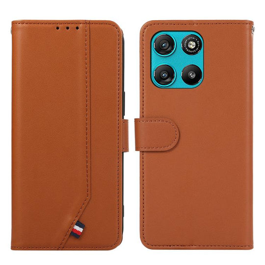 For Motorola Moto G67 Power/G57 Power ABEEL Delicate Texture Splicing RFID Leather Phone Case(Brown)