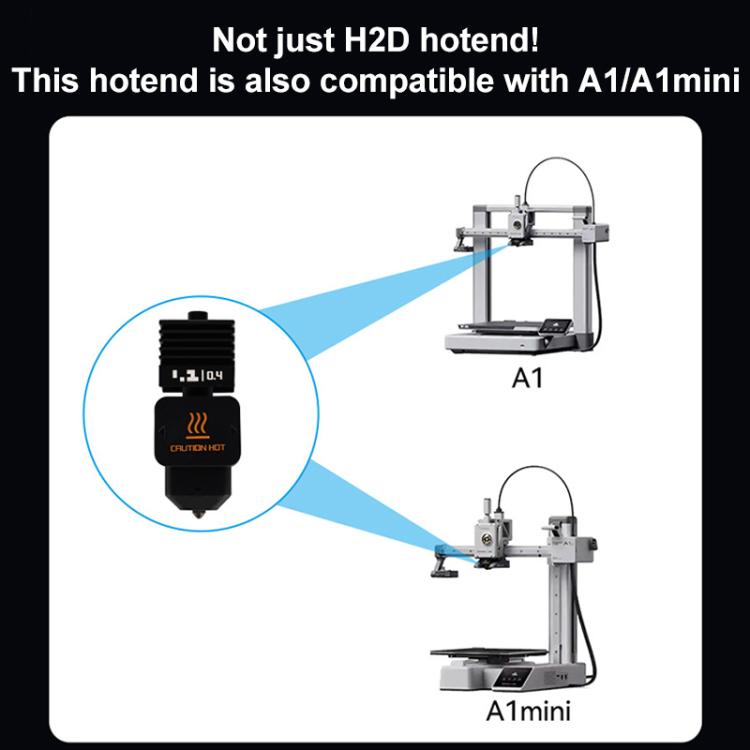 3D Printer Removable Nozzle Hot End For Bambu Lab H2D, Style:0.4mm Hardened Steel - Parts by buy2fix | Online Shopping UK | buy2fix