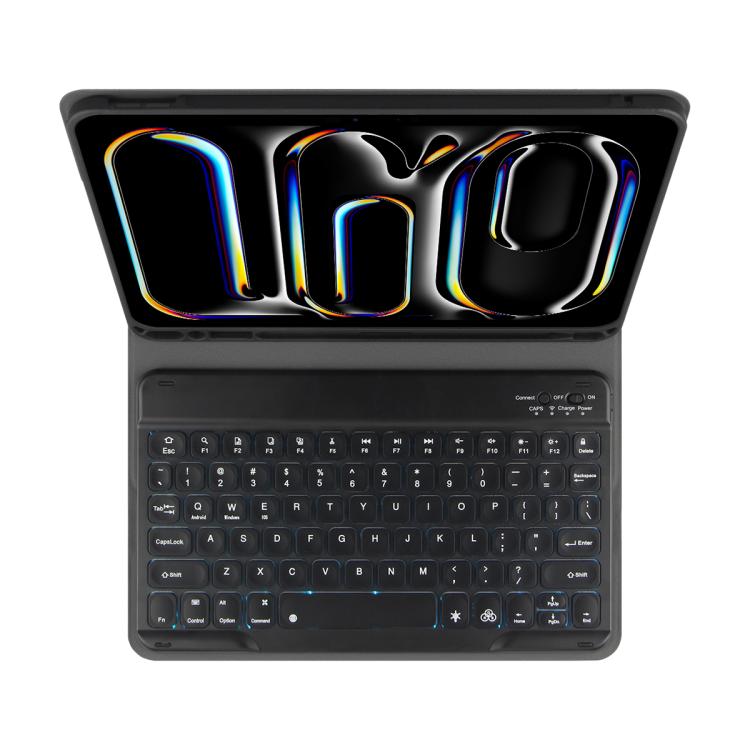 For iPad Air 11 2024 / Air 11 2025 Colorful Backlight Bluetooth Keyboard Leather Tablet Case(Black) - For iPad Air by buy2fix | Online Shopping UK | buy2fix