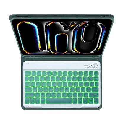 For iPad Air 11 2024 / Air 11 2025 Colorful Backlight Bluetooth Keyboard Leather Tablet Case(Dark Green) - For iPad Air by buy2fix | Online Shopping UK | buy2fix